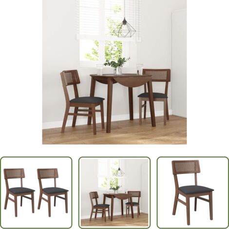 vidaXL Sillas de comedor con cojines -  Sillas de comedor con cojines 2 uds madera maciza marrón caucho