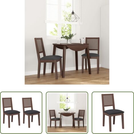 vidaXL Sillas de comedor con cojines -  Sillas de comedor con cojines 2 uds madera maciza marrón caucho