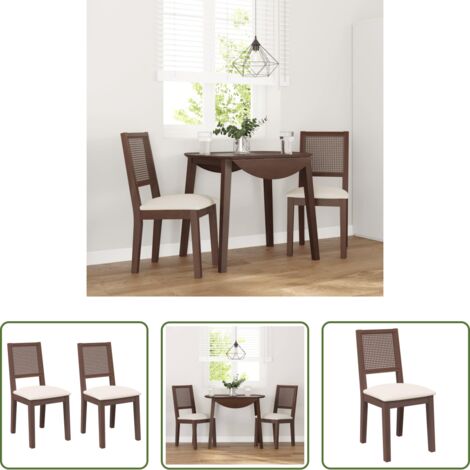 vidaXL Sillas de comedor con cojines -  Sillas de comedor con cojines 2 uds madera maciza marrón caucho