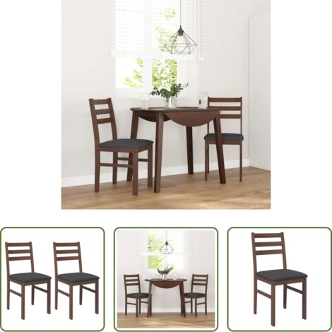 vidaXL Sillas de comedor con cojines -  Sillas de comedor con cojines 2 uds madera maciza marrón caucho