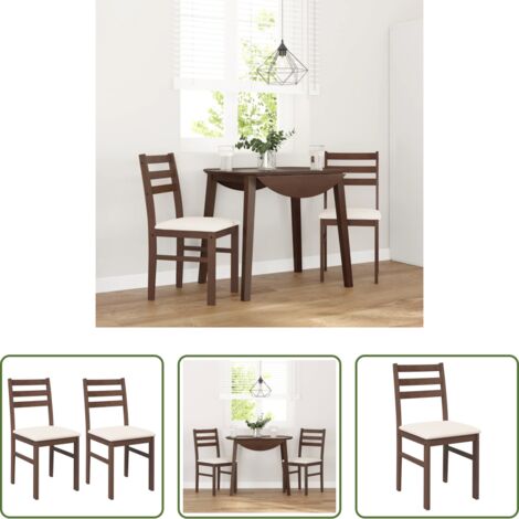 vidaXL Sillas de comedor con cojines -  Sillas de comedor con cojines 2 uds madera maciza marrón caucho
