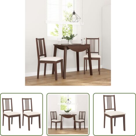vidaXL Sillas de comedor con cojines -  Sillas de comedor con cojines 2 uds madera maciza marrón caucho