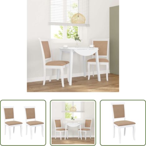 vidaXL Sillas de comedor con cojines -  Sillas de comedor con cojines 2uds madera maciza blanco caucho