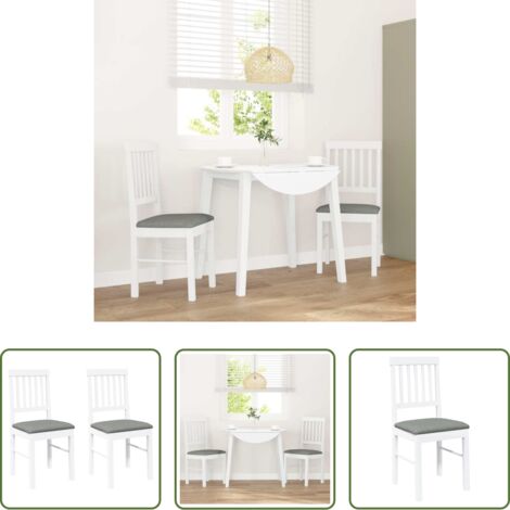 vidaXL Sillas de comedor con cojines -  Sillas de comedor con cojines 2uds madera maciza blanco caucho