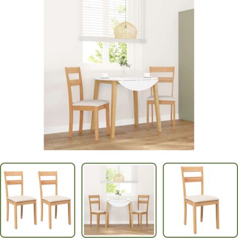 vidaXL Sillas de comedor con cojines -  Sillas de comedor con cojines 2uds madera maciza natural caucho