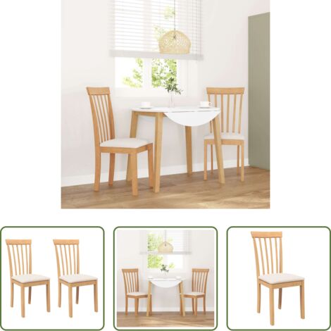 vidaXL Sillas de comedor con cojines -  Sillas de comedor con cojines 2uds madera maciza natural caucho
