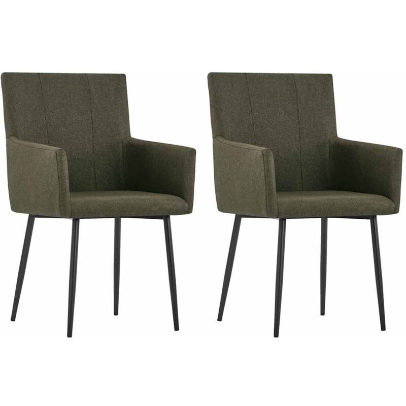 

vidaXL Sillas de Comedor con Reposabrazos Tela 2 Unidades Marrón - Marrón