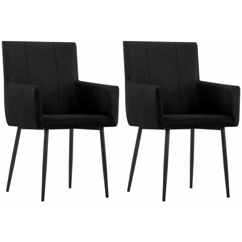 

vidaXL Sillas de Comedor con Reposabrazos Tela 2 Unidades Negra - Negro