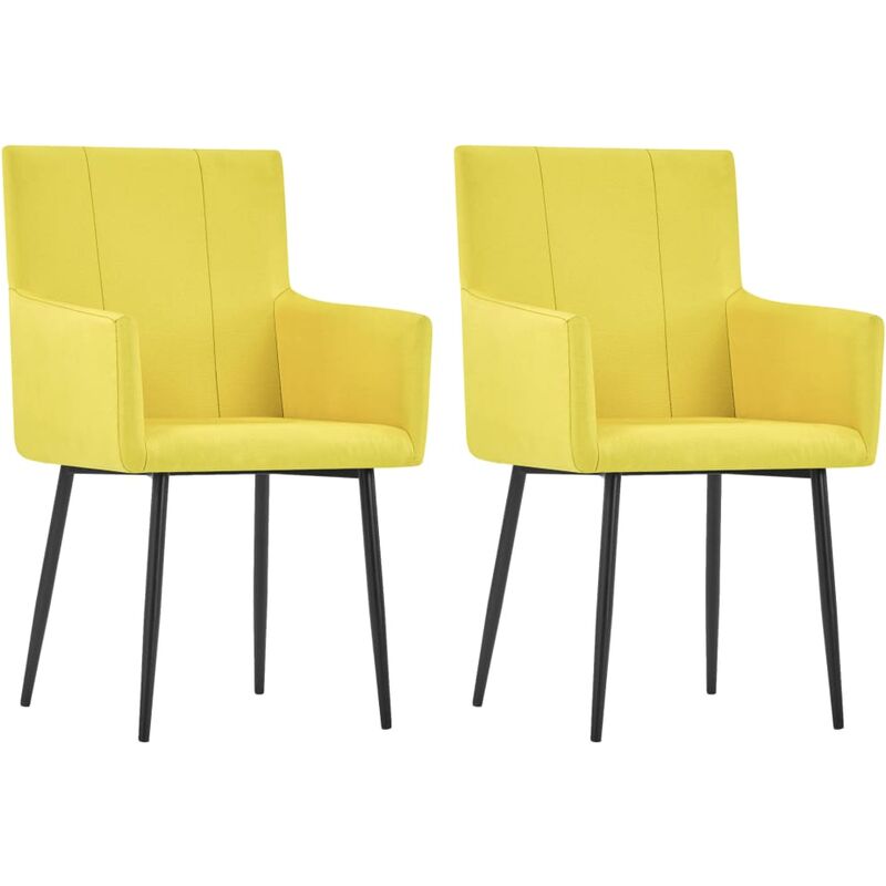 

vidaXL Sillas de Comedor con Reposabrazos Tela 2 Unidades Amarillo - Amarillo