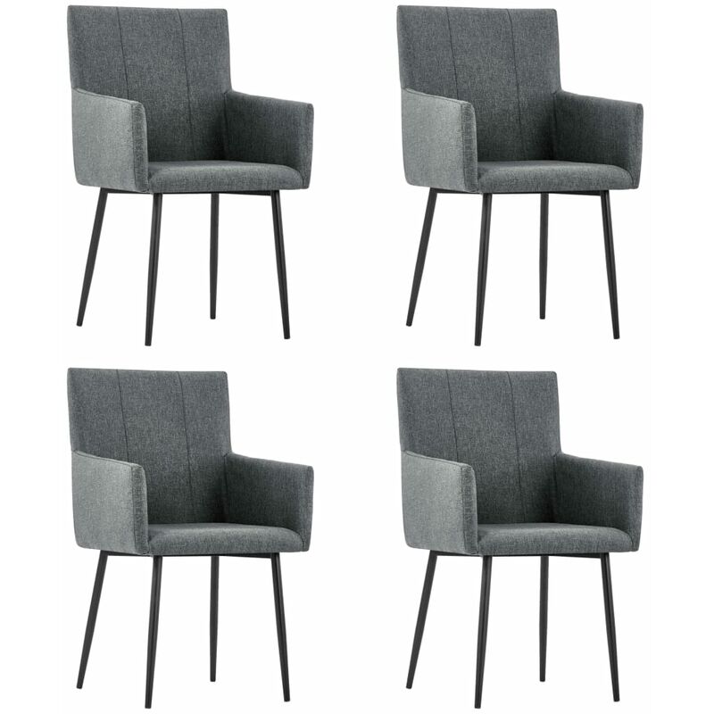 

vidaXL Sillas de Comedor con Reposabrazos Tela 4 Unidades Gris Oscuro - Gris