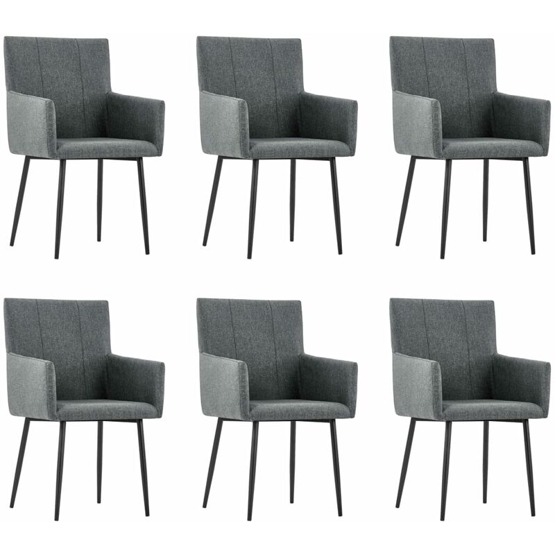 

Sillas de Comedor con Reposabrazos Tela 6 Unidades Gris Oscuro - Gris - Vidaxl