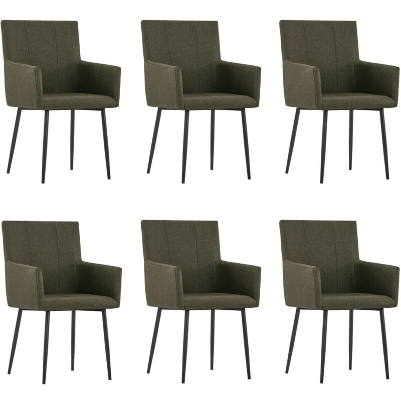 

vidaXL Sillas de Comedor con Reposabrazos Tela 6 Unidades Marrón - Marrón