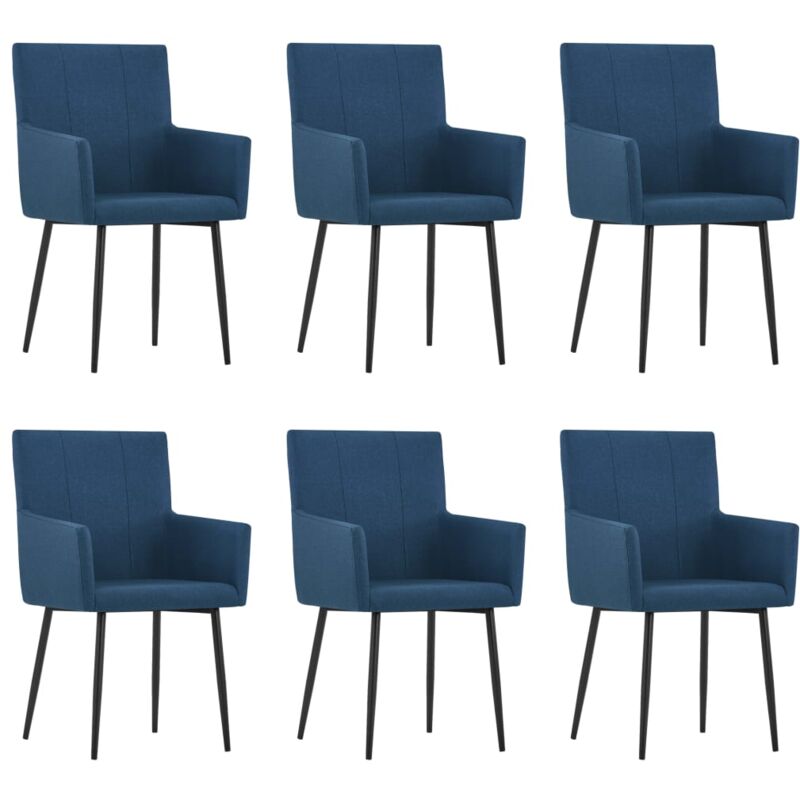 

Sillas de Comedor con Reposabrazos Tela 6 Unidades Azul - Azul - Vidaxl