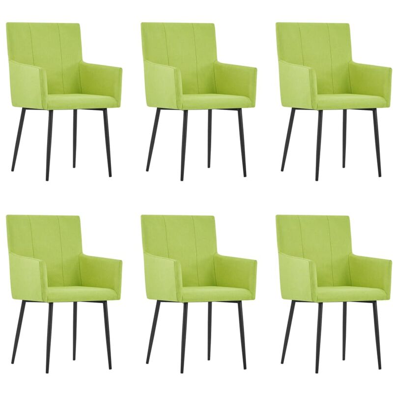 

Sillas de Comedor con Reposabrazos Tela 6 Unidades Verde - Verde - Vidaxl