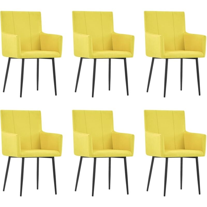 

vidaXL Sillas de Comedor con Reposabrazos Tela 6 Unidades Amarillo - Amarillo