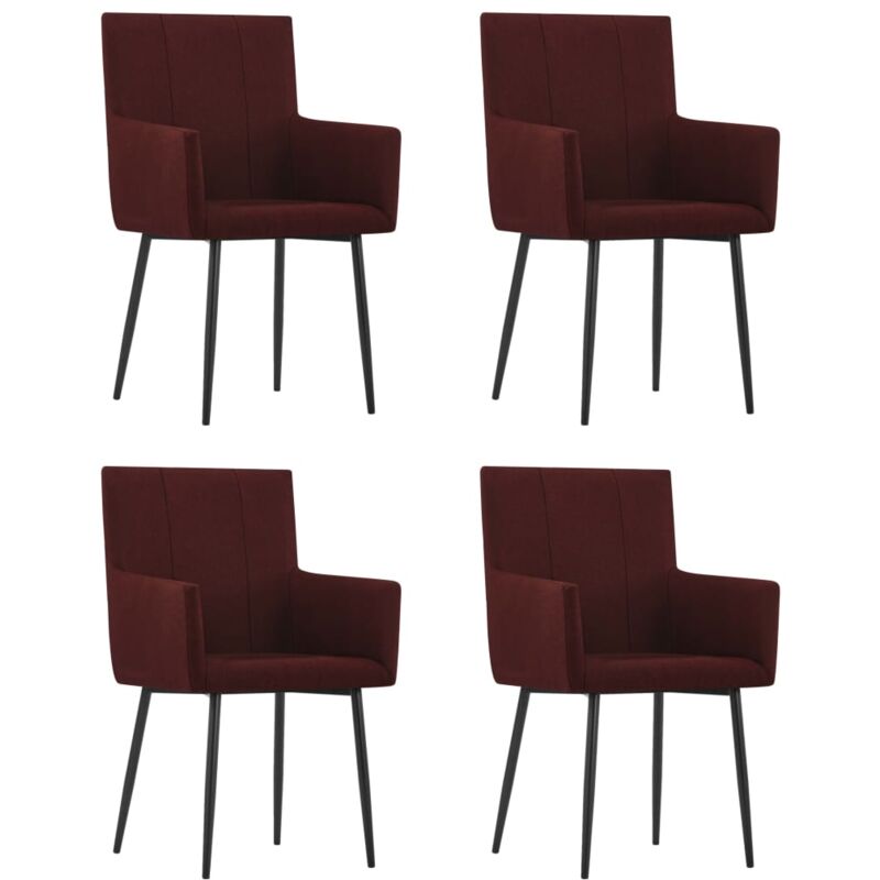 

Sillas de Comedor con Reposabrazos Tela 4 Unidades Vino Tinto - Rojo - Vidaxl