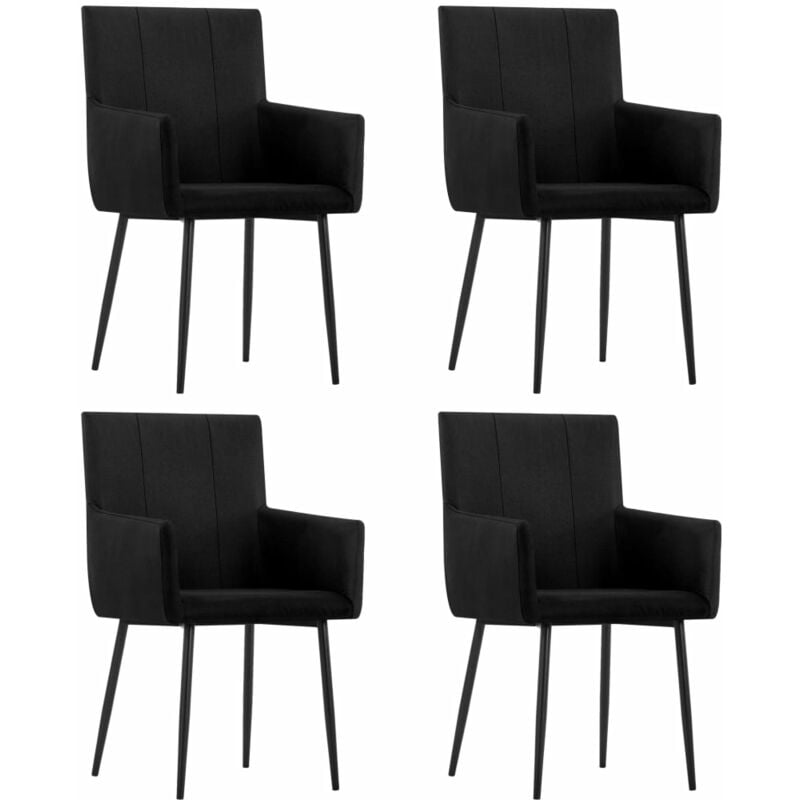 

vidaXL Sillas de Comedor con Reposabrazos Tela 4 Unidades Negra - Negro