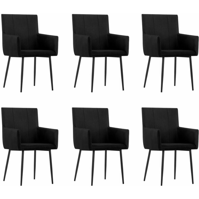 

vidaXL Sillas de Comedor con Reposabrazos Tela 6 Unidades Negra - Negro