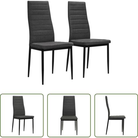 vidaXL Sillas de comedor con respaldo -  Sillas de comedor 2 unidades tela gris oscuro