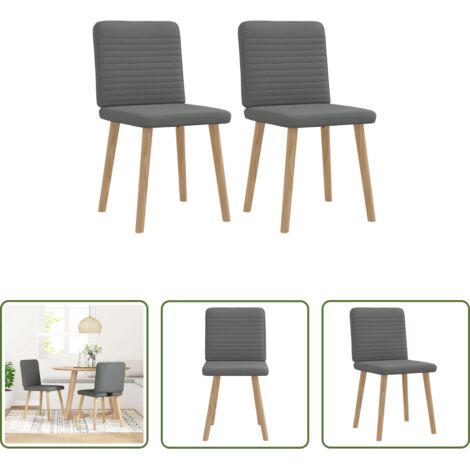 vidaXL Sillas de comedor con respaldo -  Sillas de comedor 2 unidades tela gris oscuro