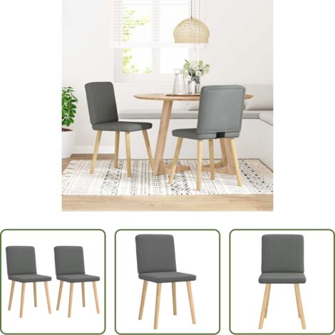 vidaXL Sillas de comedor con respaldo -  Sillas de comedor 2 unidades tela gris oscuro