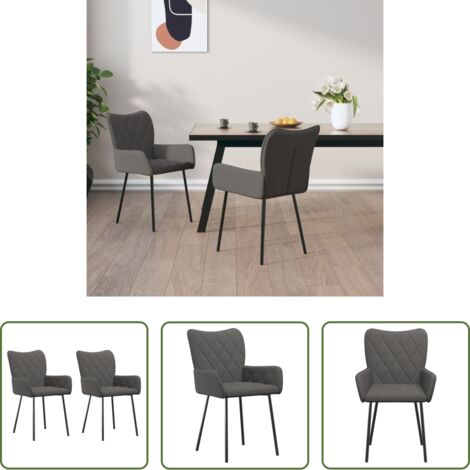 vidaXL Sillas de comedor con respaldo -  Sillas de comedor 2 unidades tela gris oscuro