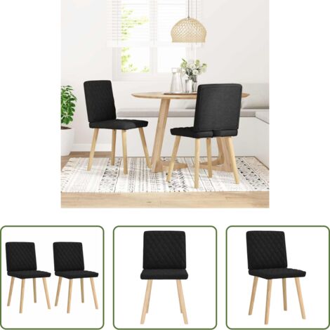 vidaXL Sillas de comedor con respaldo -  Sillas de comedor 2 unidades tela negro