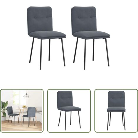 vidaXL Sillas de comedor con respaldo -  Sillas de comedor 2 unidades terciopelo gris oscuro