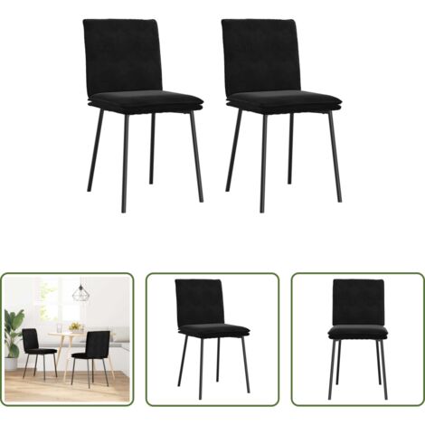 vidaXL Sillas de comedor con respaldo -  Sillas de comedor 2 unidades terciopelo negro