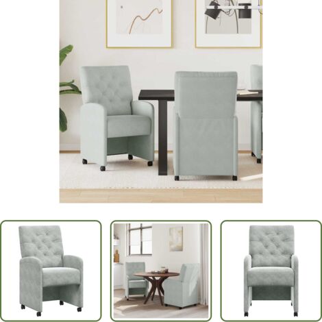 vidaXL Sillas de comedor con respaldo -  Sillas de Comedor con Ruedas 2 pcs Gris claro 58 x 67 x 97 cm
