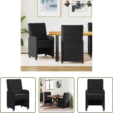 vidaXL Sillas de comedor con respaldo -  Sillas de Comedor con Ruedas 2 pcs Negro 58 x 67 x 97 cm