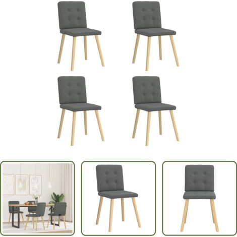 vidaXL Sillas de comedor con respaldo -  Sillas de comedor giratorias 4 unidades tela gris oscuro