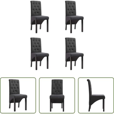 vidaXL Sillas de comedor con respaldo -  Sillas de comedor giratorias 4 unidades tela gris oscuro