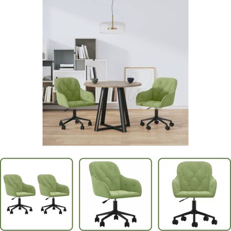 vidaXL Sillas de comedor con ruedas -  Sillas de comedor giratorias 2 unidades terciopelo verde claro