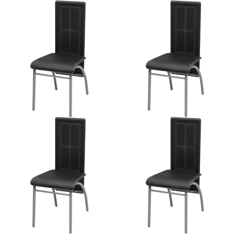 

Sillas de Comedor Cuero Sintético 4 Unidades Negro - Negro - Vidaxl