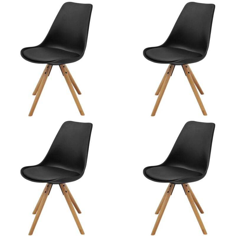 

vidaXL Sillas de Comedor Cuero Sintético 4 Unidades Negro - Negro