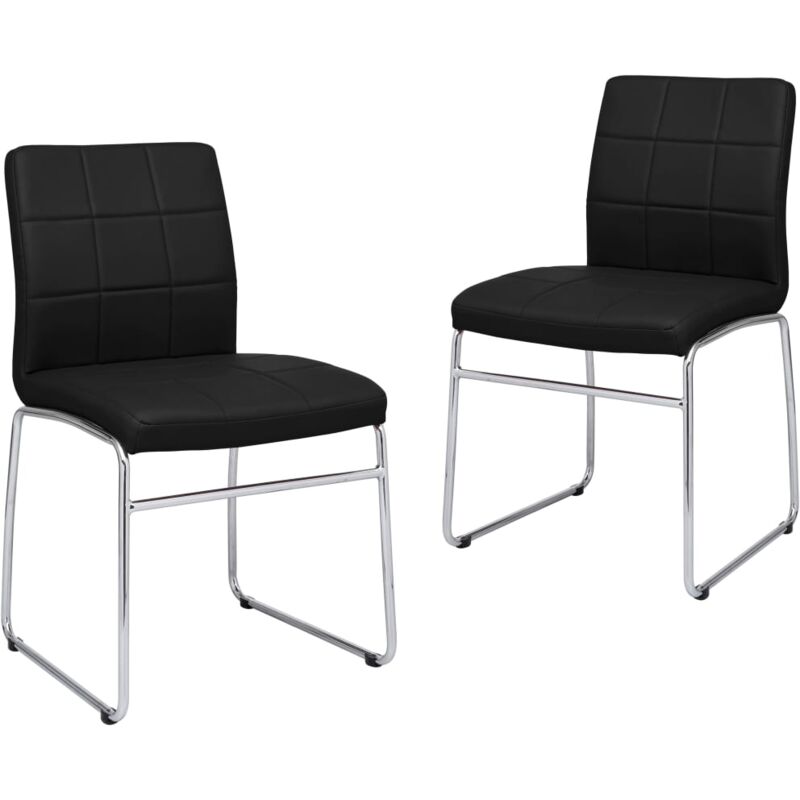 

vidaXL Sillas de Comedor Cuero Sintético 2 Unidades Negro - Negro