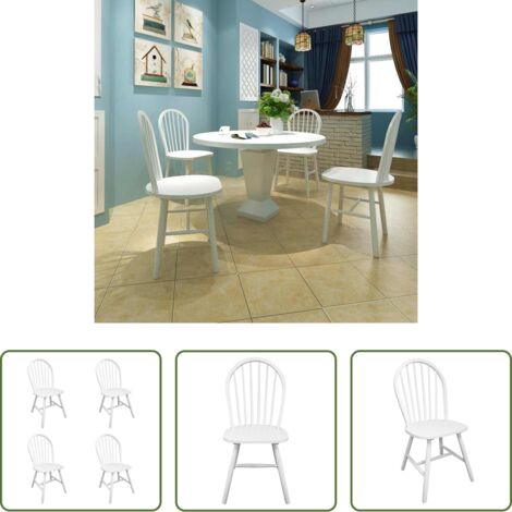 vidaXL Sillas de comedor de caucho -  Sillas de comedor 4 unidades madera maciza de caucho blanco