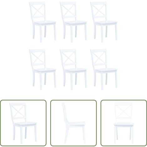 vidaXL Sillas de comedor de caucho -  Sillas de comedor 6 unidades madera maciza de caucho blanco