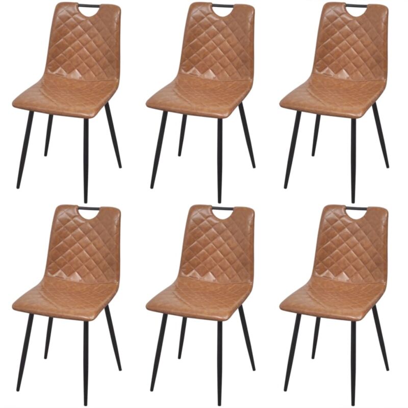 

Sillas de Comedor Cuero Sintético 6 Unidades Marrón Claro - Marrón - Vidaxl