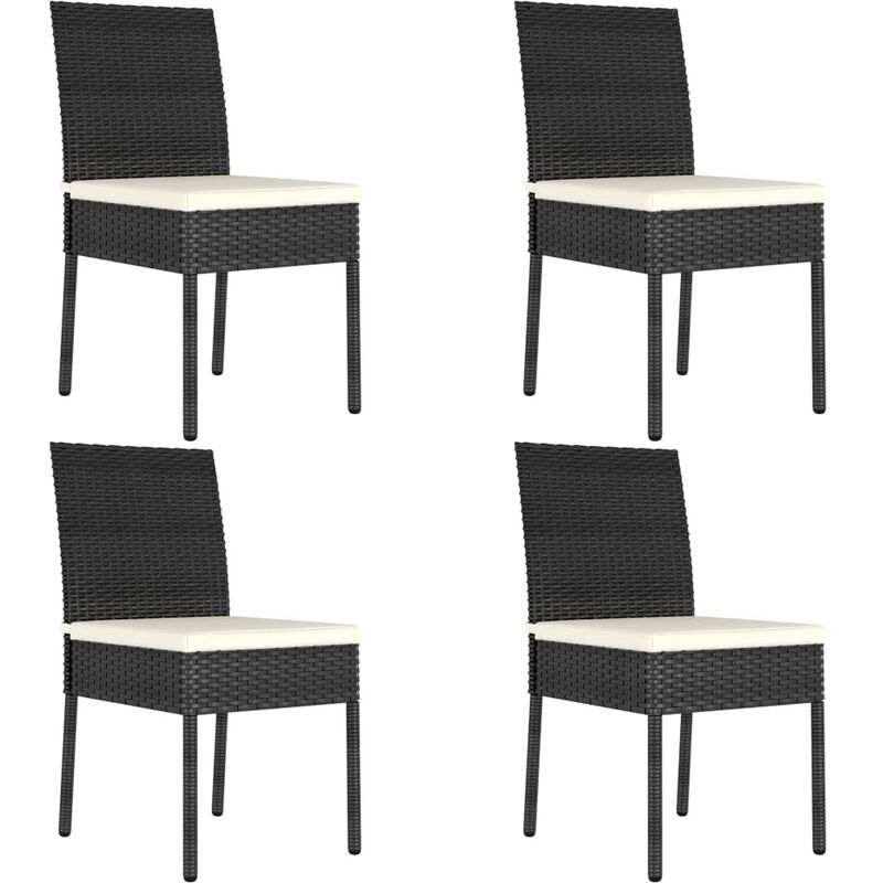 

vidaXL Sillas de comedor de jardín 4 unidades ratán sintético negro - Negro