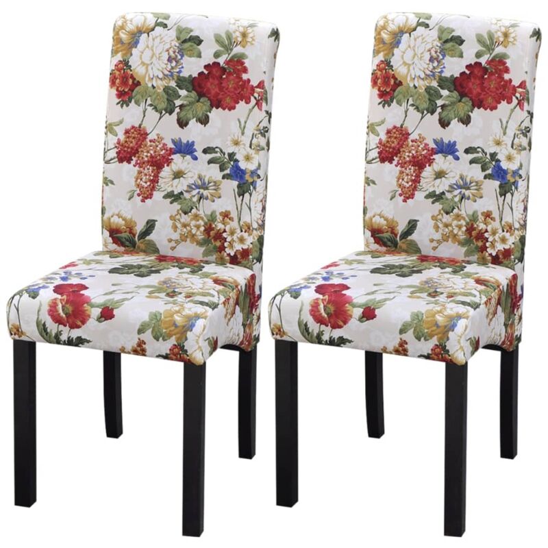

vidaXL Sillas de Comedor Tela Multicolor 2 Unidades - Marrón