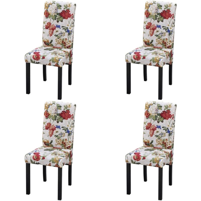 

vidaXL Sillas de Comedor Tela Multicolor 4 Unidades - Marrón