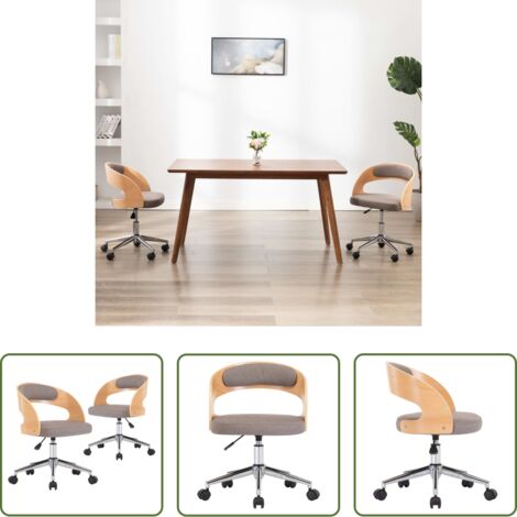 vidaXL Sillas de comedor de madera curvada -  Sillas comedor giratorias 2 uds madera curvada tela gris taupe