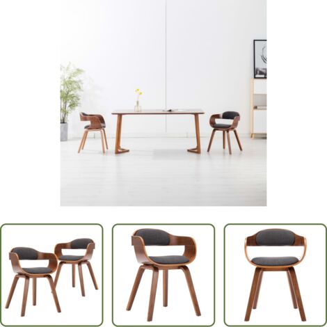 vidaXL Sillas de comedor de madera curvada -  Sillas de comedor 2 unidades tela y madera curvada gris oscuro