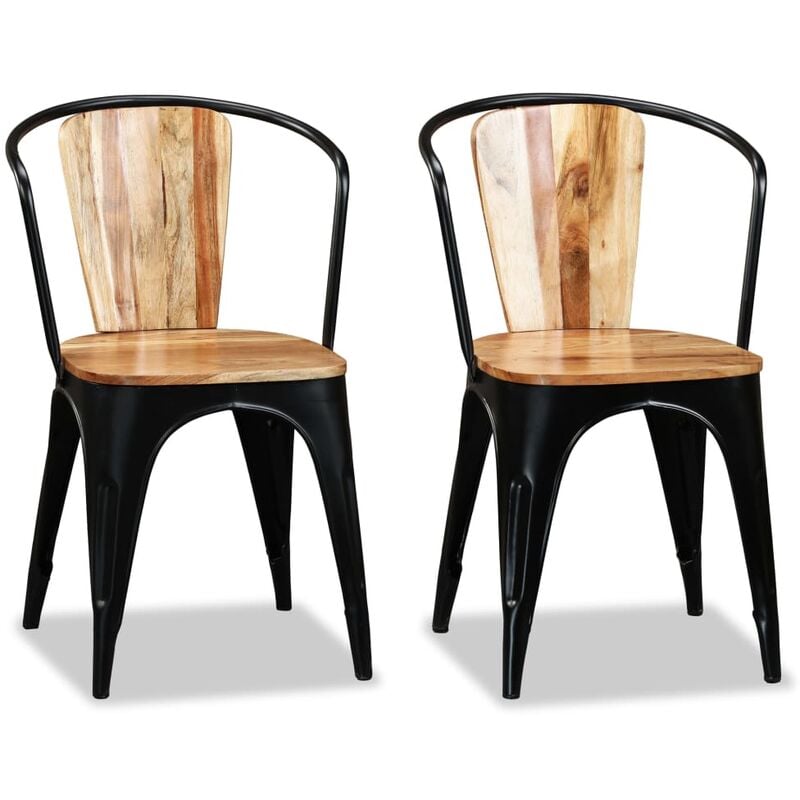

vidaXL Sillas de Comedor de Madera Maciza de Acacia 2 Unidades - Multicolor