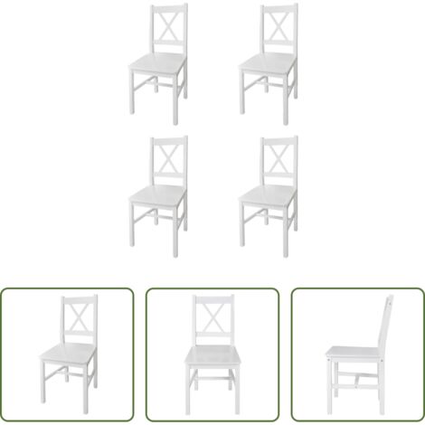 vidaXL Sillas de comedor de pino -  Sillas de comedor 4 unidades madera de pino blanco