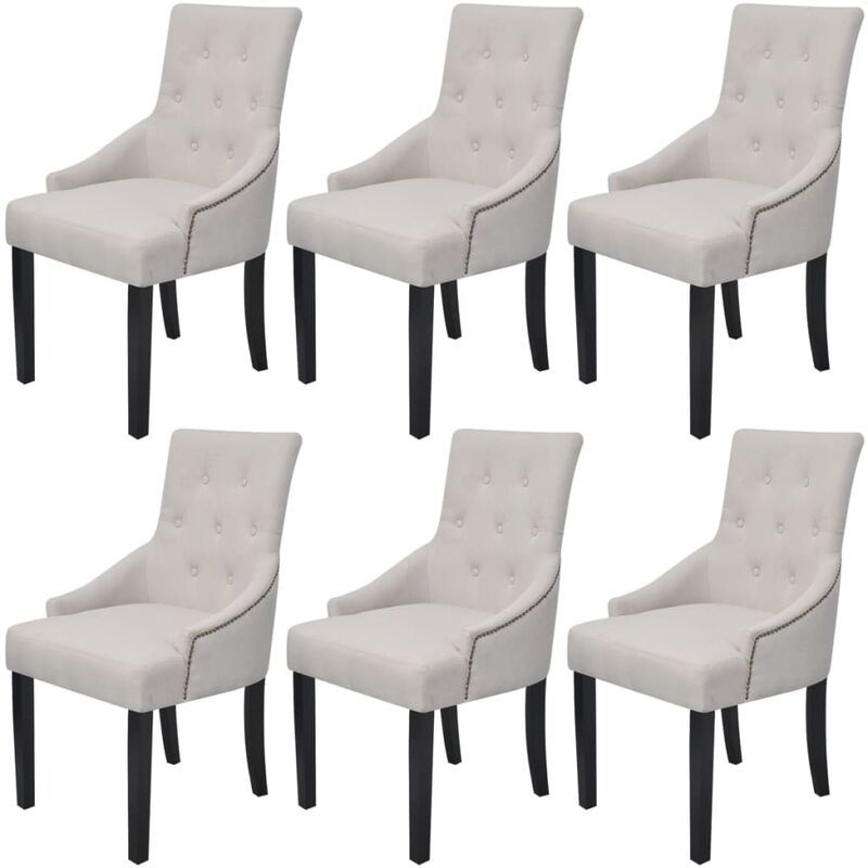

Sillas de Comedor Tela Gris Crema 6 Unidades - Crema - Vidaxl