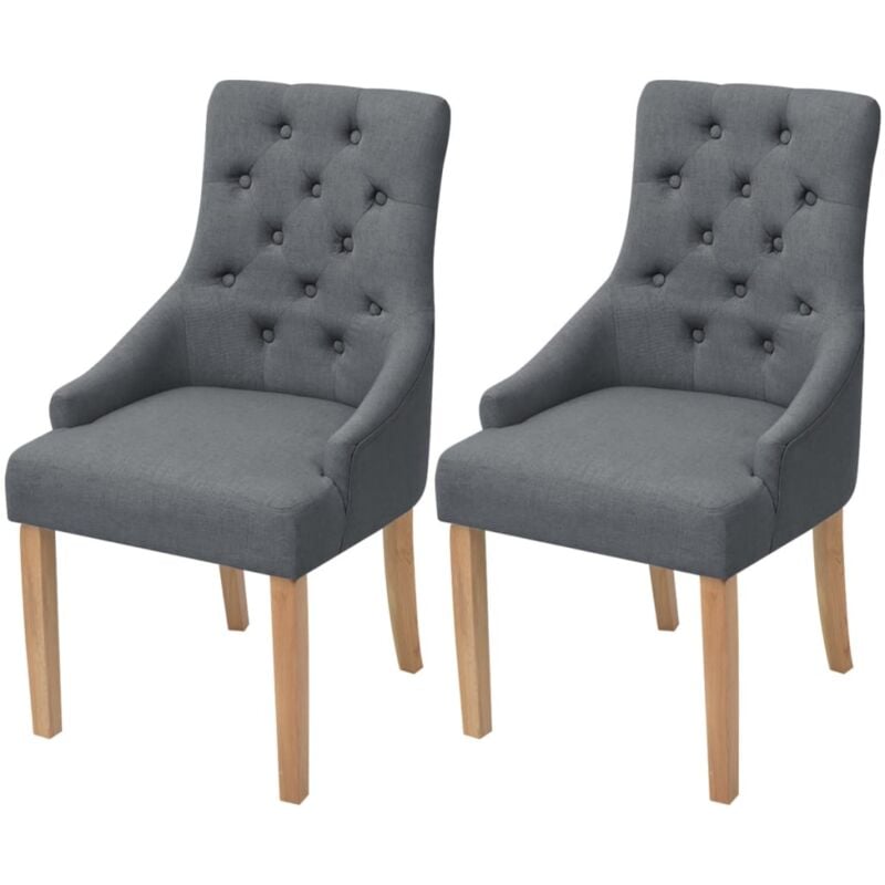 

vidaXL Sillas de Comedor Tela 2 Unidades Gris Oscuro - Gris