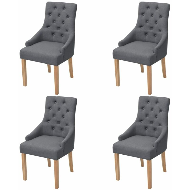 

vidaXL Sillas de Comedor Tela 4 Unidades Gris Oscuro - Gris